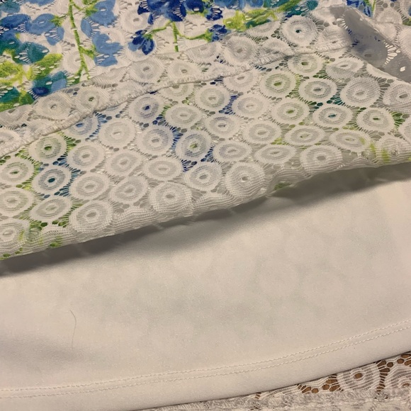 Studio One New York A Line Dress Tea Party Sleeveless white and Blue Floral Sz 6 - Picture 8 of 9